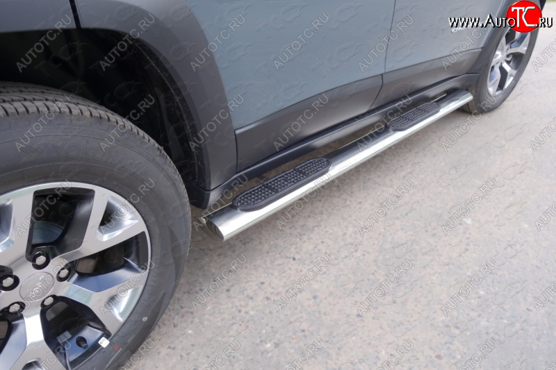 40 799 р. Защита порогов с проступью (Trailhawk, нержавейка 120х60 мм) ТСС Тюнинг Jeep Cherokee KL дорестайлинг (2014-2017)  с доставкой в г. Кемерово
