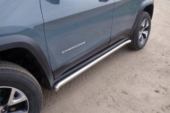 Защита порогов труба (Trailhawk, нержавейка d60,3 мм) ТСС Тюнинг Jeep Cherokee  KL (2014-2017) дорестайлинг