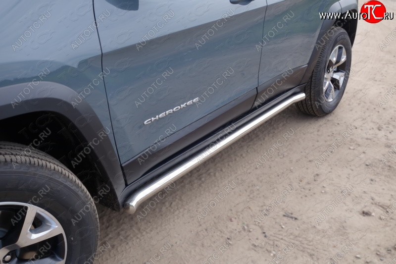 23 549 р. Защита порогов труба (Trailhawk, нержавейка d60,3 мм) ТСС Тюнинг  Jeep Cherokee  KL (2014-2017) дорестайлинг  с доставкой в г. Кемерово