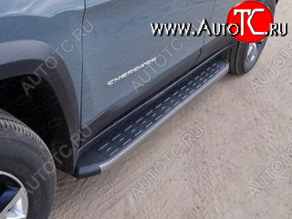 21 999 р. Пороги алюминиевые с пластиковой накладкой (Trailhawk) ТСС Тюнинг  Jeep Cherokee  KL (2014-2017) дорестайлинг (карбон серый)  с доставкой в г. Кемерово