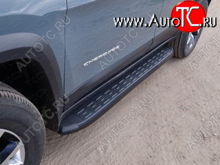 21 999 р. Пороги алюминиевые с пластиковой накладкой (Trailhawk) ТСС Тюнинг  Jeep Cherokee  KL (2014-2017) дорестайлинг (Карбон черный)  с доставкой в г. Кемерово