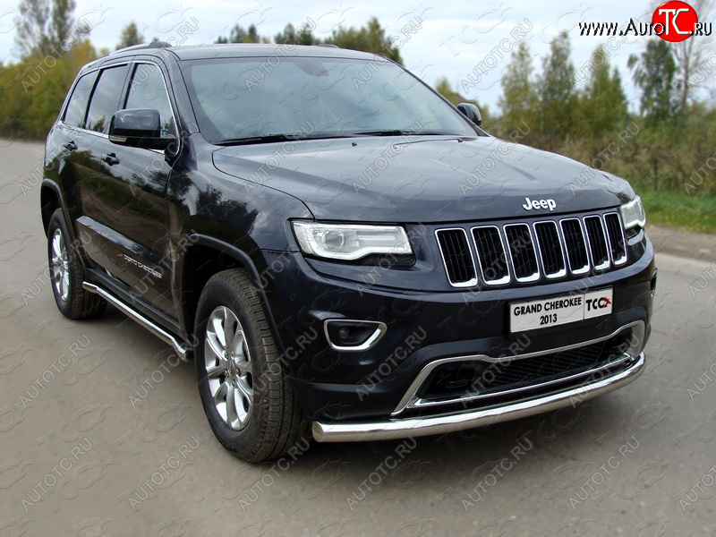 20 599 р. Защита переднего бампера нижняя d76,1 мм ТСС Тюнинг  Jeep Grand Cherokee  WK2 (2013-2018) 1-ый рестайлинг (нержавейка)  с доставкой в г. Кемерово