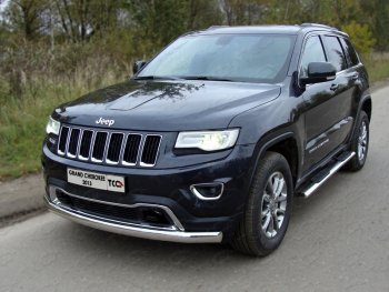 Защита переднего бампера овальная длинная 75х42 мм ТСС Тюнинг Jeep Grand Cherokee WK2 1-ый рестайлинг (2013-2018) (нержавейка)