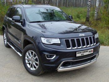 Защита переднего бампера овальная короткая 75х42 мм ТСС тюнинг Jeep Grand Cherokee WK2 1-ый рестайлинг (2013-2018) (нержавейка)