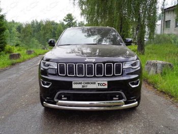 30 899 р. Защита передняя нижняя двойная 76,1*75 мм Тюнинг  Jeep Grand Cherokee  WK2 (2017-2022) 2-ой рестайлинг (нержавейка)  с доставкой в г. Кемерово. Увеличить фотографию 1