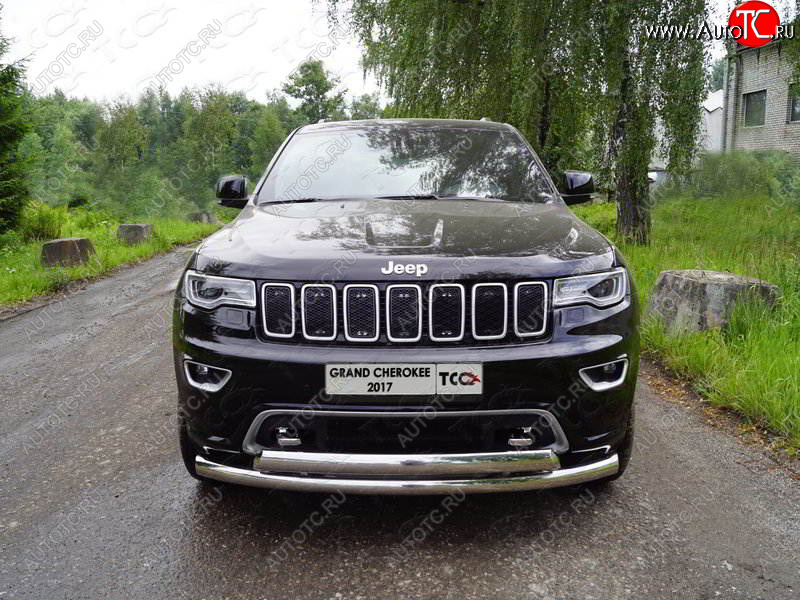 30 899 р. Защита передняя нижняя двойная 76,1*75 мм Тюнинг  Jeep Grand Cherokee  WK2 (2017-2022) 2-ой рестайлинг (нержавейка)  с доставкой в г. Кемерово