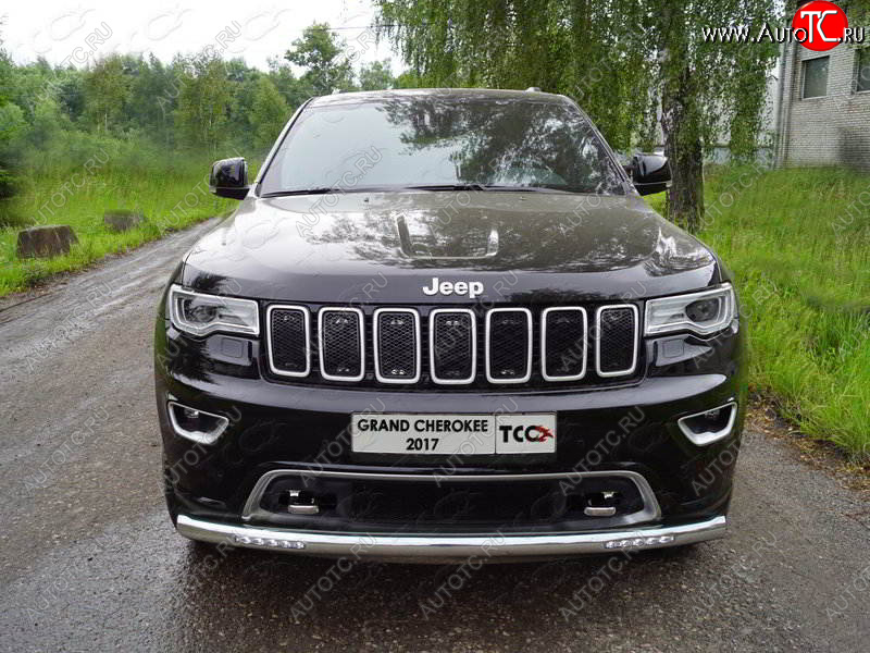 37 999 р. Защита переднего бампера нижняя с ДХО 76,1 мм ТСС Тюнинг Jeep Grand Cherokee WK2 2-ой рестайлинг (2017-2022) (нержавейка)  с доставкой в г. Кемерово