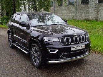 Защита переднего бампера овальная длинная 75х42 мм ТСС тюнинг Jeep Grand Cherokee WK2 2-ой рестайлинг (2017-2022) (нержавейка)
