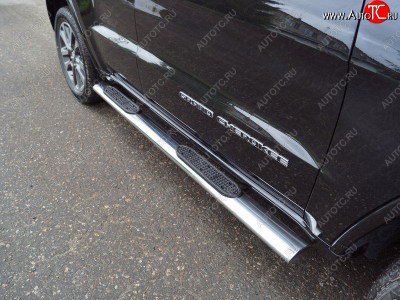 45 999 р. Пороги овальные с накладкой 120х60 мм ТСС Тюнинг Jeep Grand Cherokee WK2 2-ой рестайлинг (2017-2022) (серые)  с доставкой в г. Кемерово