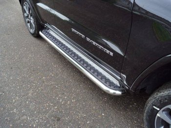 Пороги с площадкой 60,3 мм ТСС Тюнинг Jeep Grand Cherokee WK2 2-ой рестайлинг (2017-2022) (серые)
