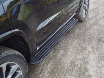 Пороги алюминиевые Slim Line ТСС Тюнинг Jeep Grand Cherokee  WK2 (2013-2022) 1-ый рестайлинг, 2-ой рестайлинг (Black)