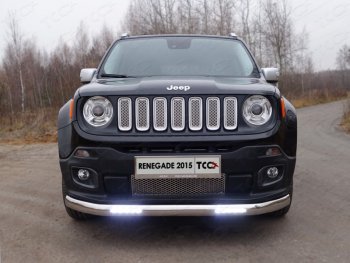 Защита переднего бампера нижняя овальная с ДХО 75х42 мм ТСС Тюнинг Jeep Renegade дорестайлинг (2014-2018) (нержавейка)