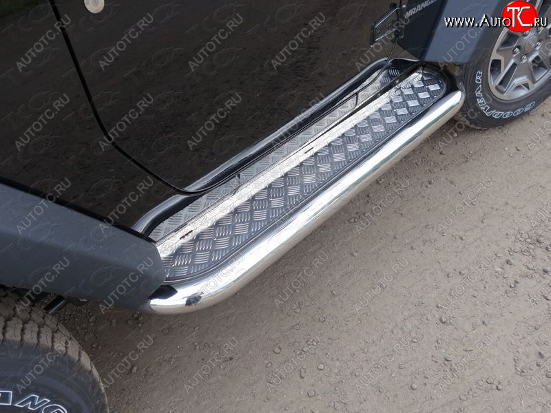 31 999 р. Пороги с площадкой 76,1 мм ТСС Тюнинг Jeep Wrangler JK 3 дв. дорестайлинг (2006-2010) (серые)  с доставкой в г. Кемерово