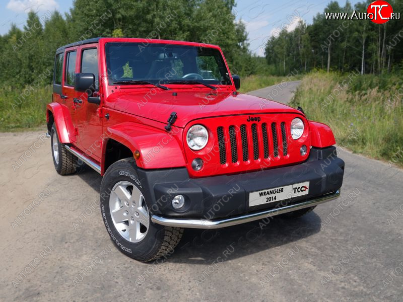 20 599 р. Защита переднего бампера нижняя 76,1 мм ТСС Тюнинг  Jeep Wrangler  JK (2006-2010) 3 дв. дорестайлинг (нержавейка)  с доставкой в г. Кемерово