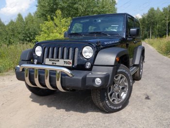 29 449 р. Защита переднего бампера кенгурин 60,3 мм ТСС Тюнинг  Jeep Wrangler  JK (2006-2010) 3 дв. дорестайлинг (нержавейка)  с доставкой в г. Кемерово. Увеличить фотографию 1