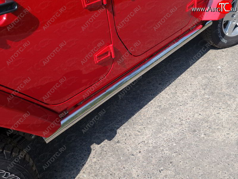21 599 р. Защита порогов труба 76,1 мм ТСС Тюнинг  Jeep Wrangler  JK (2006-2010) 3 дв. дорестайлинг (серые)  с доставкой в г. Кемерово
