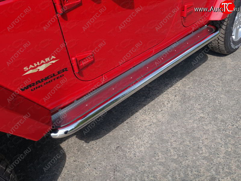 41 749 р. Пороги с площадкой 60,3 мм ТСС Тюнинг  Jeep Wrangler  JK (2006-2010) 3 дв. дорестайлинг (нержавейка)  с доставкой в г. Кемерово