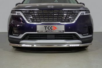 Защита переднего бампера нижняя с ДХО 60,3 мм ТСС Тюнинг KIA Carnival  KA4 (2020-2023) минивэн дорестайлинг (нержавейка)