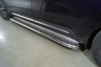 Пороги с площадкой 60,3 мм ТСС Тюнинг KIA Carnival  KA4 (2020-2023) минивэн дорестайлинг (серые)