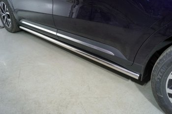 Защита порогов труба d60,3 мм ТСС Тюнинг KIA Carnival  KA4 (2020-2023) минивэн дорестайлинг (серые)