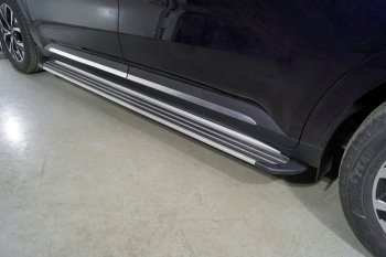 Пороги алюминиевые Slim Line ТСС Тюнинг KIA Carnival  KA4 (2020-2023) минивэн дорестайлинг (Silver)