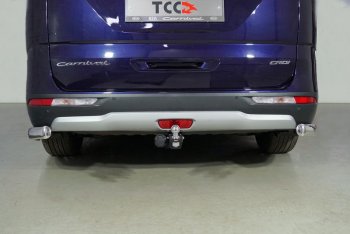 Защита задняя (уголки овальные, нержавейка 75х42 мм) ТСС Тюнинг KIA Carnival  KA4 (2020-2023) минивэн дорестайлинг (уголки овальные)