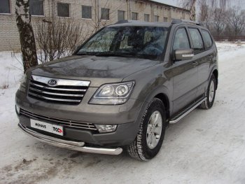 Пороги с площадкой 42,4 мм ТСС Тюнинг KIA Mohave HM дорестайлинг (2008-2017) (серые)