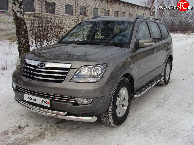 31 999 р. Пороги с площадкой 42,4 мм ТСС Тюнинг KIA Mohave HM дорестайлинг (2008-2017) (серые)  с доставкой в г. Кемерово