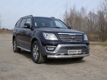Защита переднего бампера нижняя овальная 75х42 мм ТСС Тюнинг KIA Mohave HM рестайлинг (2017-2020) (нержавейка)