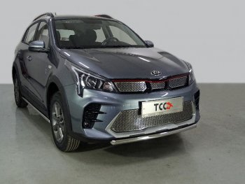 10 549 р. Защита передняя нижняя короткая 42,4 мм ТСС Тюнинг  KIA Rio  X (2020-2025) рестайлинг (нержавейка)  с доставкой в г. Кемерово. Увеличить фотографию 1