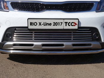 8 799 р. Нижняя декоративная вставка в бампер ТСС Тюнинг  KIA Rio  X-line (2017-2021) (d 12 мм)  с доставкой в г. Кемерово. Увеличить фотографию 1