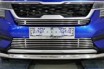 Верхняя декоративная вставка решетки радиатора ТСС Тюнинг KIA Seltos (2019-2025) (d 12 мм)