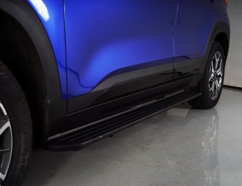 Пороги алюминиевые Slim Line ТСС Тюнинг KIA Seltos (2019-2025) (Black)