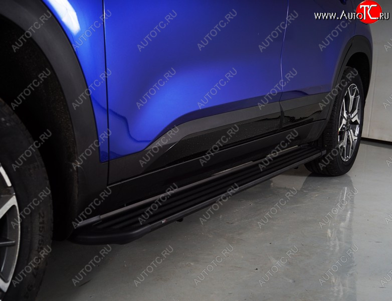 21 999 р. Пороги алюминиевые Slim Line ТСС Тюнинг  KIA Seltos (2019-2025) (Black)  с доставкой в г. Кемерово