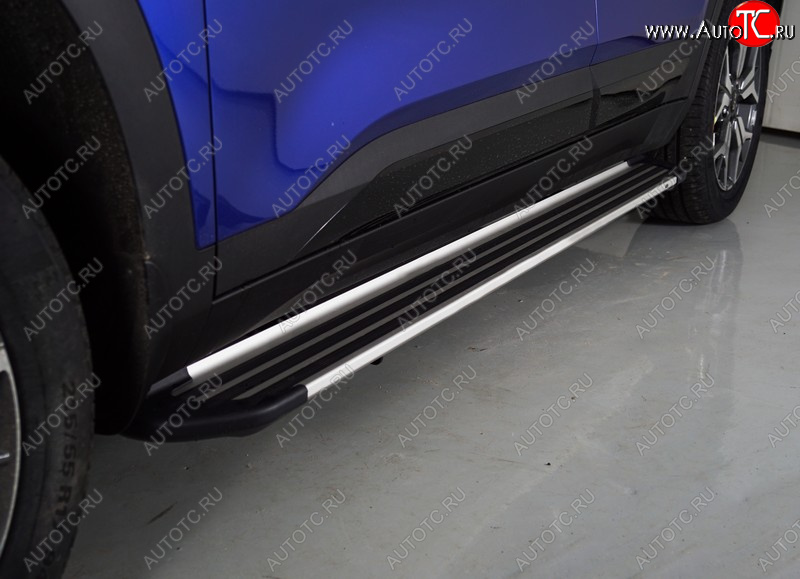 20 599 р. Пороги алюминиевые Slim Line ТСС Тюнинг  KIA Seltos (2019-2025) (Silver)  с доставкой в г. Кемерово