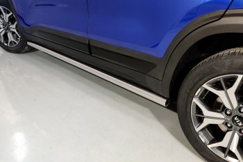 Защита порогов труба d60,3 мм ТСС Тюнинг KIA Seltos (2019-2025) (серые)