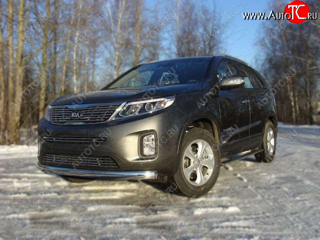 20 699 р. Защита переднего бампера овальная 75х42 мм ТСС тюнинг  KIA Sorento ( XM,  UM/Prime) (2012-2020) рестайлинг, дорестайлинг, рестайлинг (нержавейка)  с доставкой в г. Кемерово