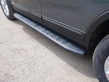 Пороги алюминиевые с пластиковой накладкой ТСС Тюнинг KIA Sorento ( XM,  UM/Prime) (2012-2020) рестайлинг, дорестайлинг (карбон черные)