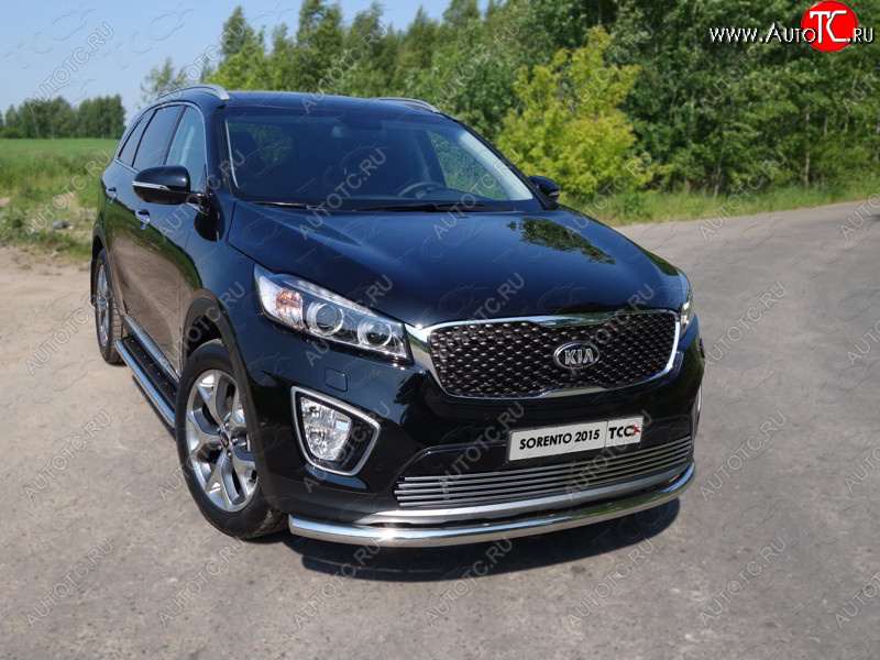 17 649 р. Защита переднего бампера нижняя d60,3 мм ТСС Тюнинг  KIA Sorento  UM/Prime (2014-2018) дорестайлинг (нержавейка)  с доставкой в г. Кемерово