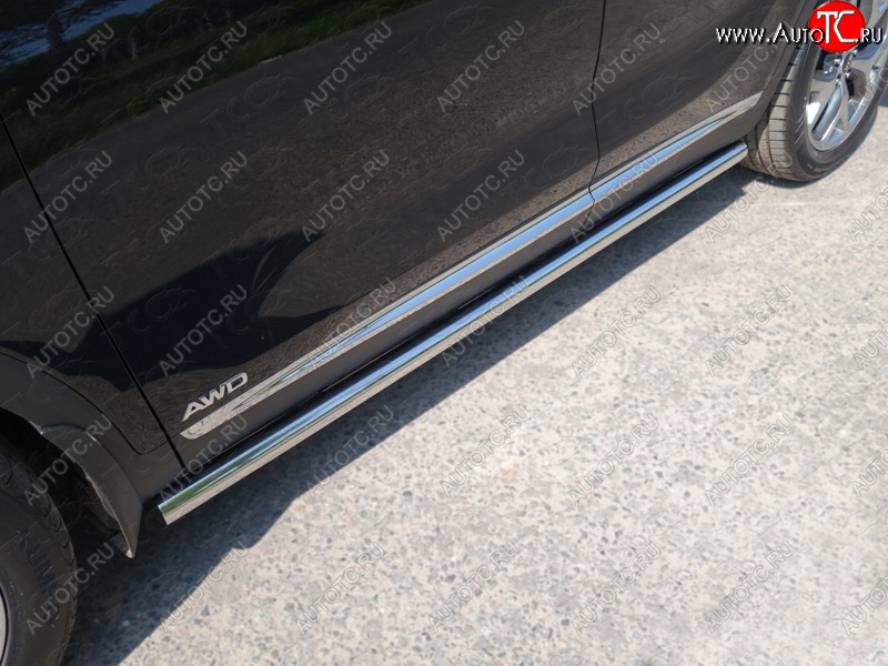 21 599 р. Защита порогов труба d60,3 мм ТСС Тюнинг  KIA Sorento  UM/Prime (2014-2018) дорестайлинг (серые)  с доставкой в г. Кемерово