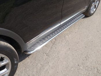 Пороги с площадкой 42,4 мм Prime ТСС Тюнинг KIA Sorento UM/Prime рестайлинг (2018-2020) (серые)