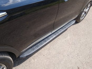 Пороги алюминиевые с пластиковой накладкой ТСС Тюнинг KIA Sorento  UM/Prime (2018-2020) рестайлинг (карбон черные)