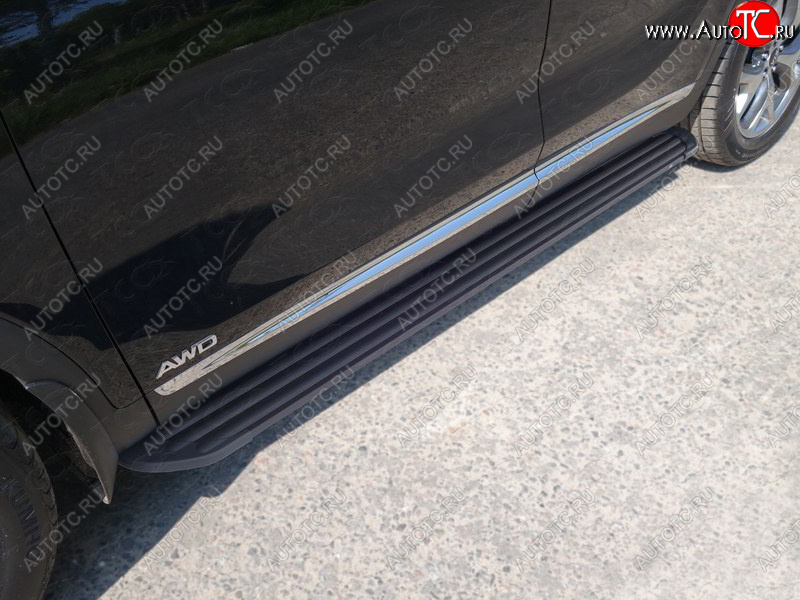 22 549 р. Пороги алюминиевые Slim Line ТСС Тюнинг  KIA Sorento  UM/Prime (2018-2020) рестайлинг (Black)  с доставкой в г. Кемерово