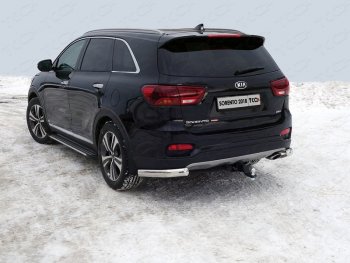 Защита задняя (уголки овальные, нержавейка 75х42 мм) ТСС Тюнинг KIA Sorento  UM/Prime (2018-2020) рестайлинг (уголки овальные)