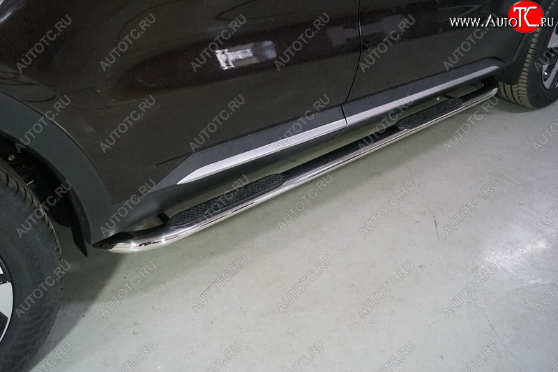 34 749 р. Пороги овальные гнутые с накладкой 75х42 мм KIA Sorento MQ4 (2020-2022) (серые)  с доставкой в г. Кемерово
