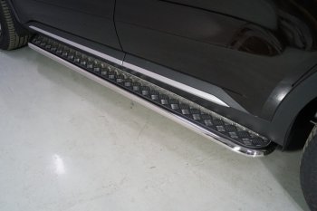 Пороги с площадкой 42,4 мм ТСС Тюнинг KIA Sorento MQ4 (2020-2022) (серые)