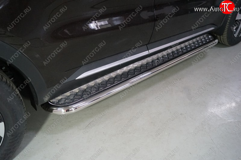 34 799 р. Пороги с площадкой 60,3 мм ТСС Тюнинг  KIA Sorento  MQ4 (2020-2022) (серые)  с доставкой в г. Кемерово