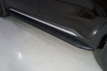 Пороги алюминиевые с пластиковой накладкой ТСС Тюнинг KIA Sorento  MQ4 (2020-2022) (карбон черные)