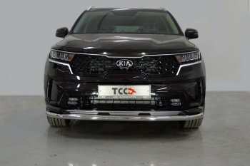 20 749 р. Защита переднего бампера нижняя d60,3 мм ТСС Тюнинг KIA Sorento MQ4 (2020-2022) (нержавейка)  с доставкой в г. Кемерово. Увеличить фотографию 1