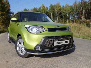 17 649 р. Защита переднего бампера нижняя d42,4 мм ТСС Тюнинг KIA Soul PS дорестайлинг (2014-2016) (нержавейка)  с доставкой в г. Кемерово. Увеличить фотографию 1